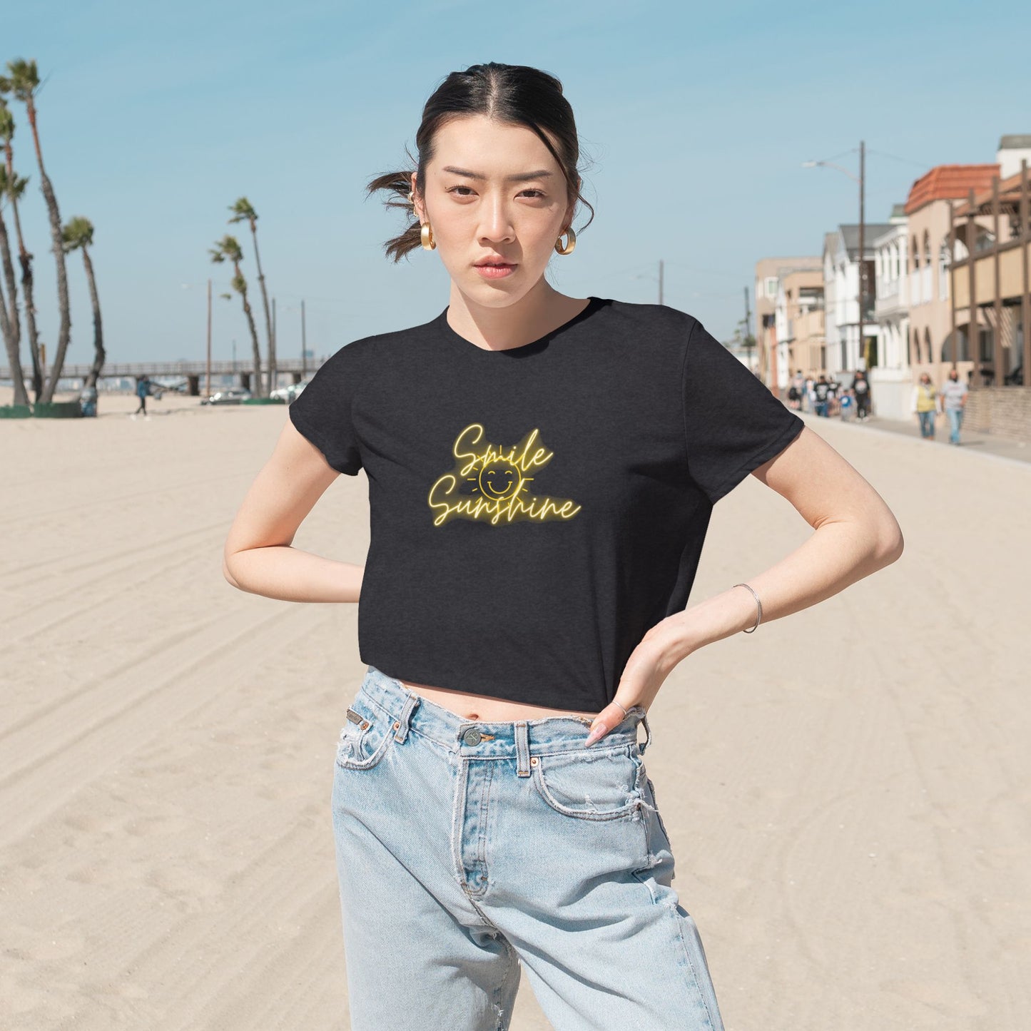 Smile Sunshine - Women's Flowy Cropped Tee