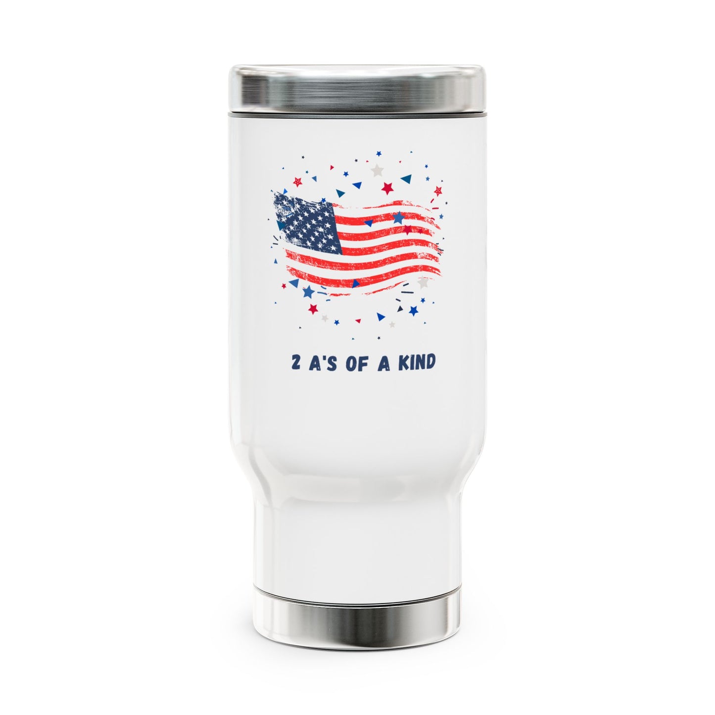 Patriotic Stainless Steel Travel Mug with Handle, 14oz