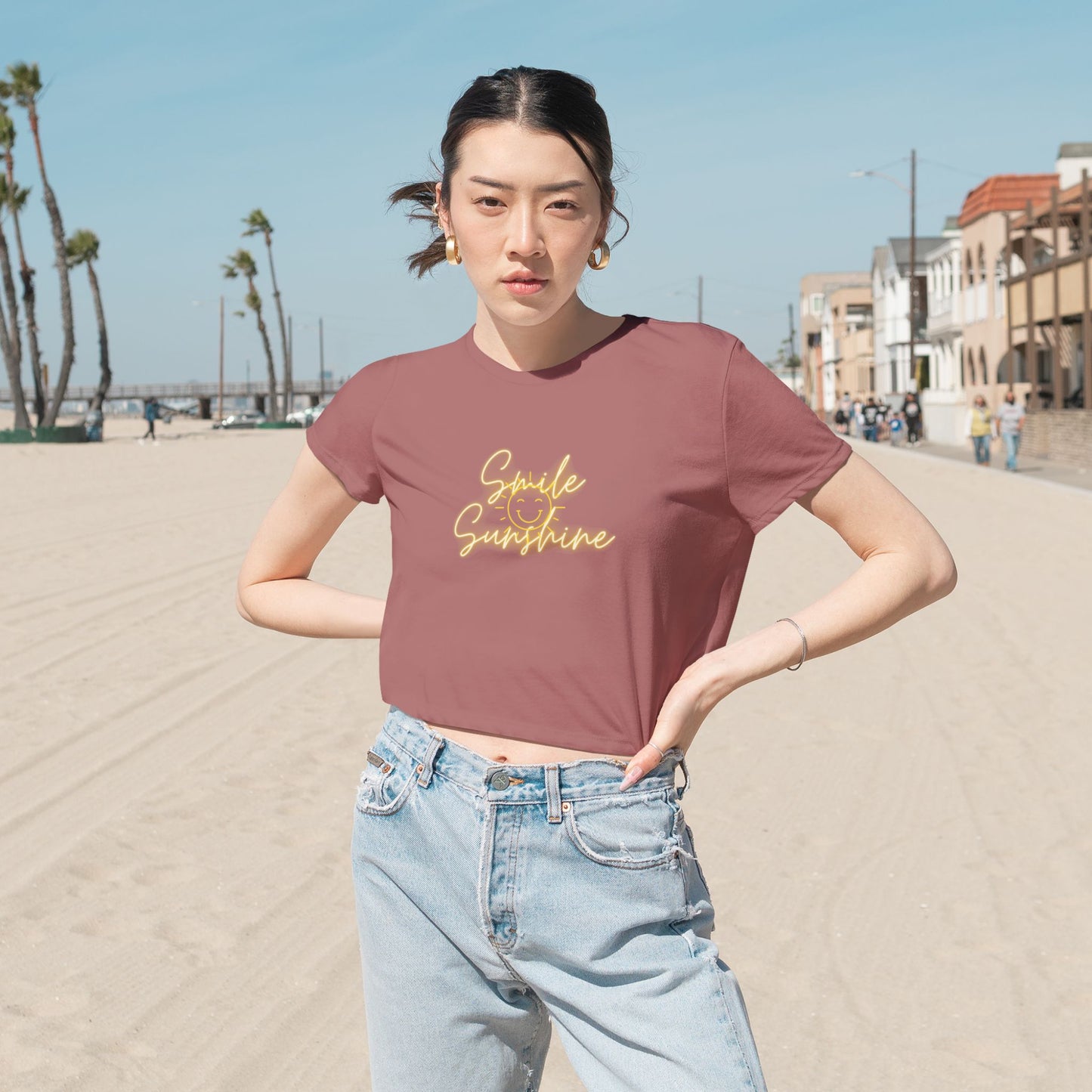 Smile Sunshine - Women's Flowy Cropped Tee