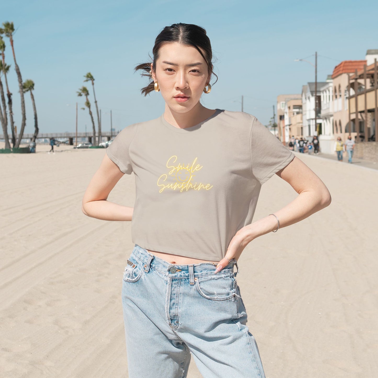 Smile Sunshine - Women's Flowy Cropped Tee