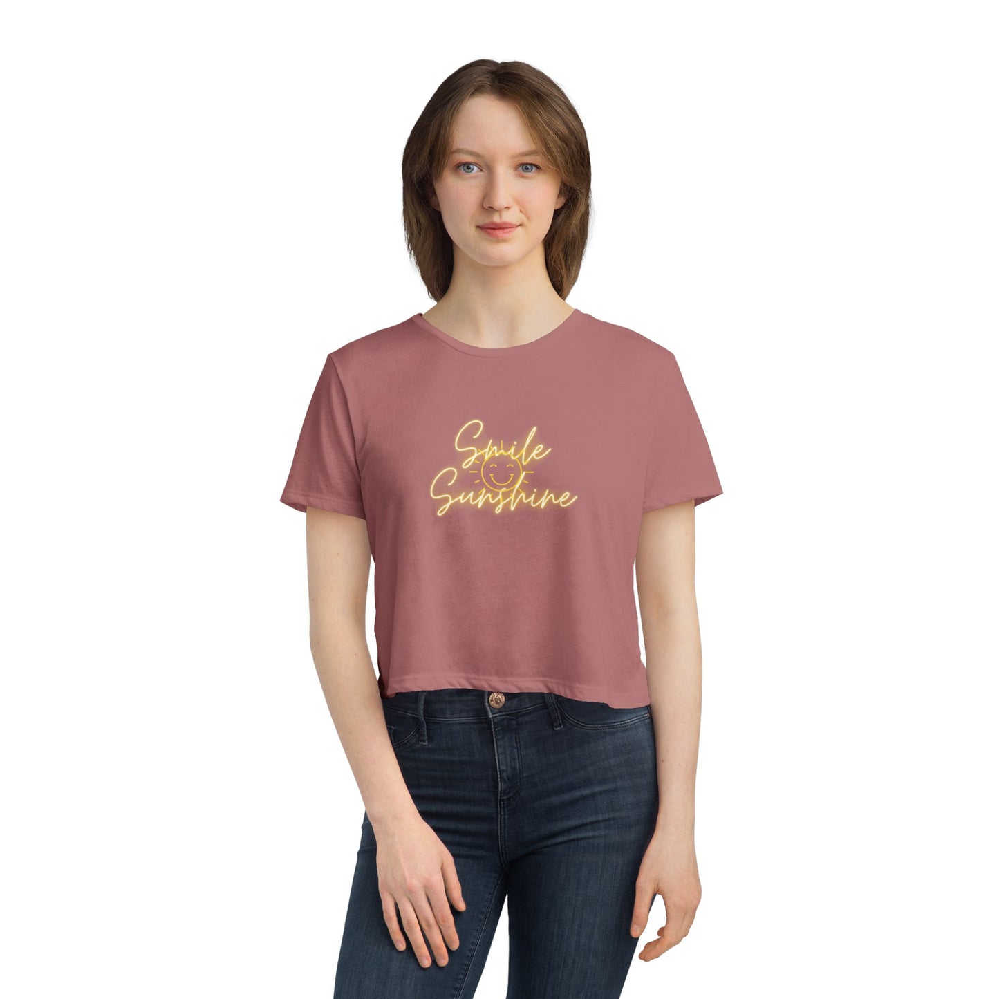 Smile Sunshine - Women's Flowy Cropped Tee