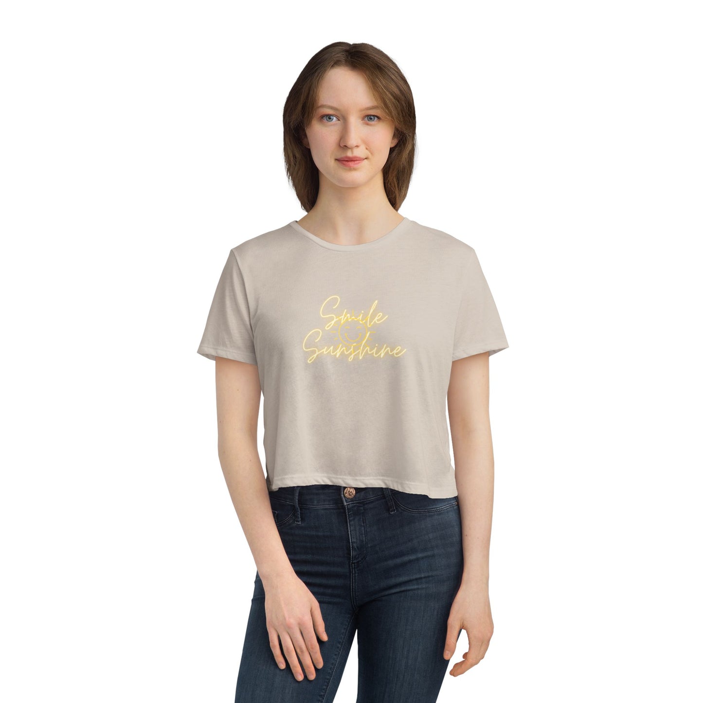 Smile Sunshine - Women's Flowy Cropped Tee