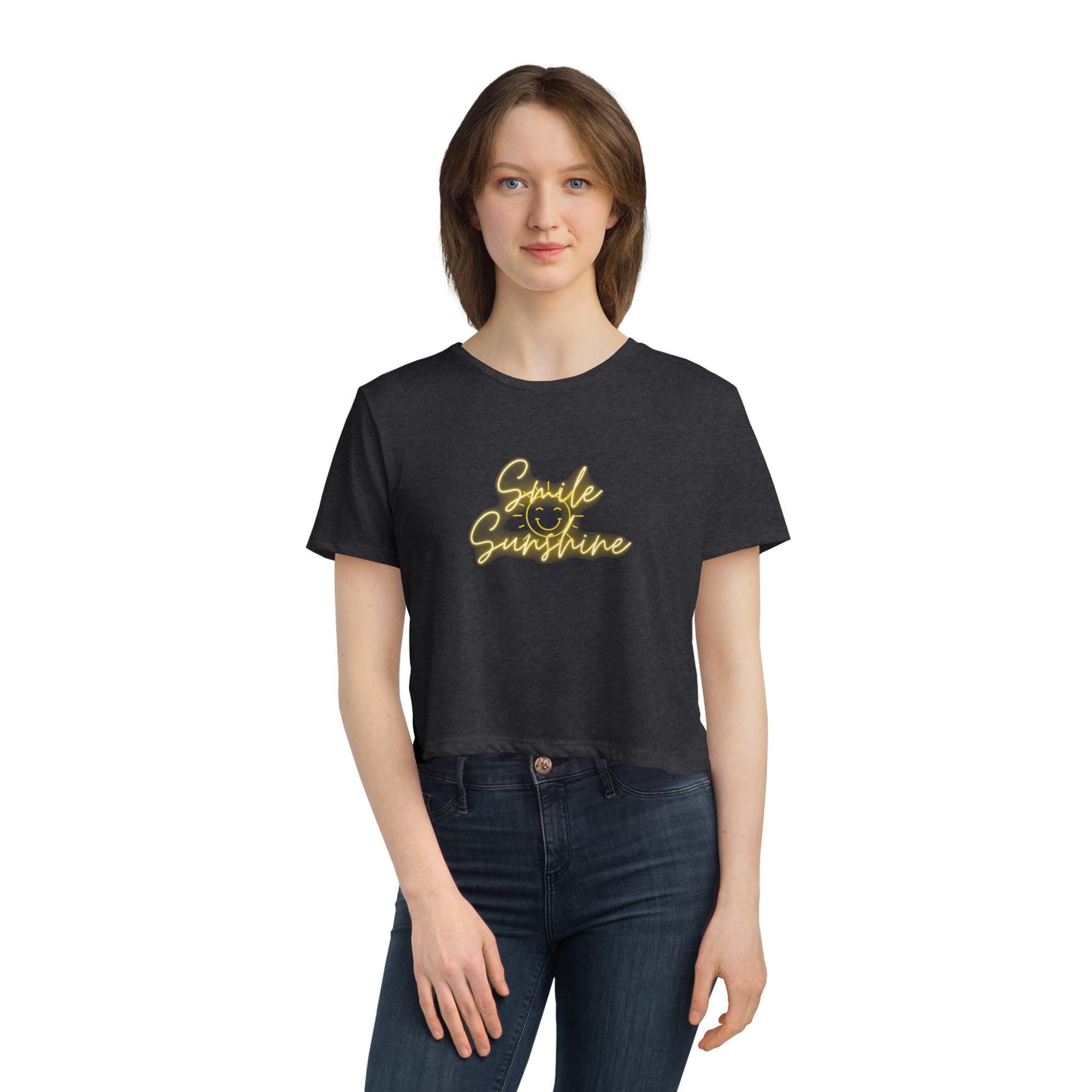 Smile Sunshine - Women's Flowy Cropped Tee