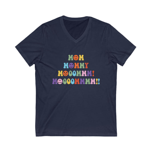 Mommmm - Women's Jersey Short Sleeve Deep V-Neck Tee