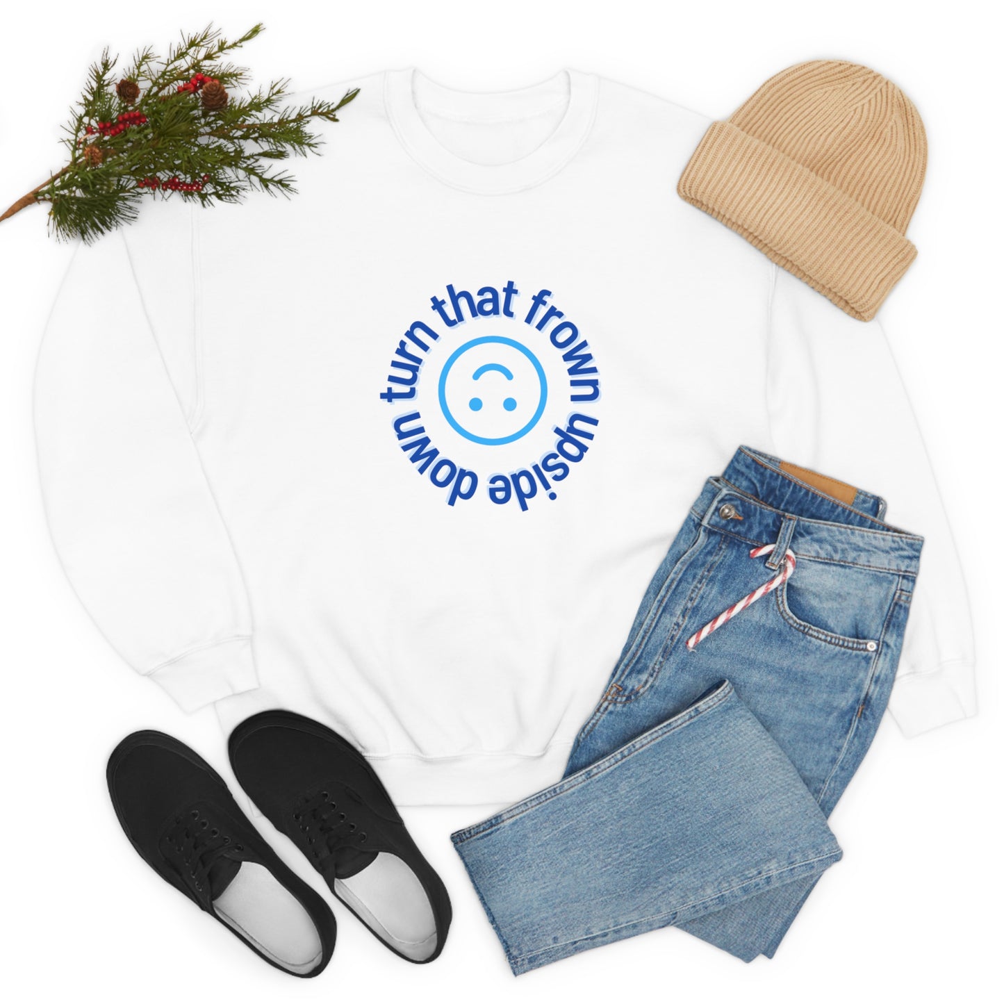 Turn That Frown Upside Down - Unisex Heavy Blend™ Crewneck Sweatshirt