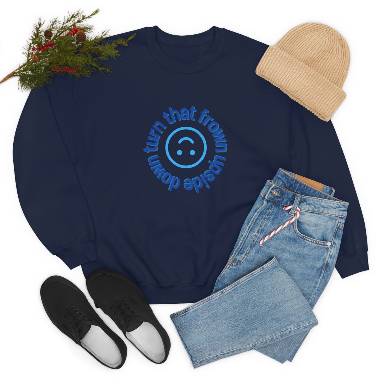 Turn That Frown Upside Down - Unisex Heavy Blend™ Crewneck Sweatshirt