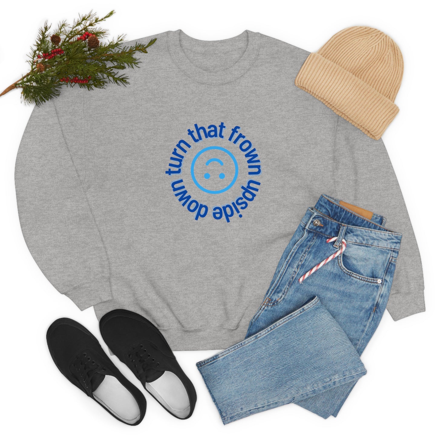 Turn That Frown Upside Down - Unisex Heavy Blend™ Crewneck Sweatshirt