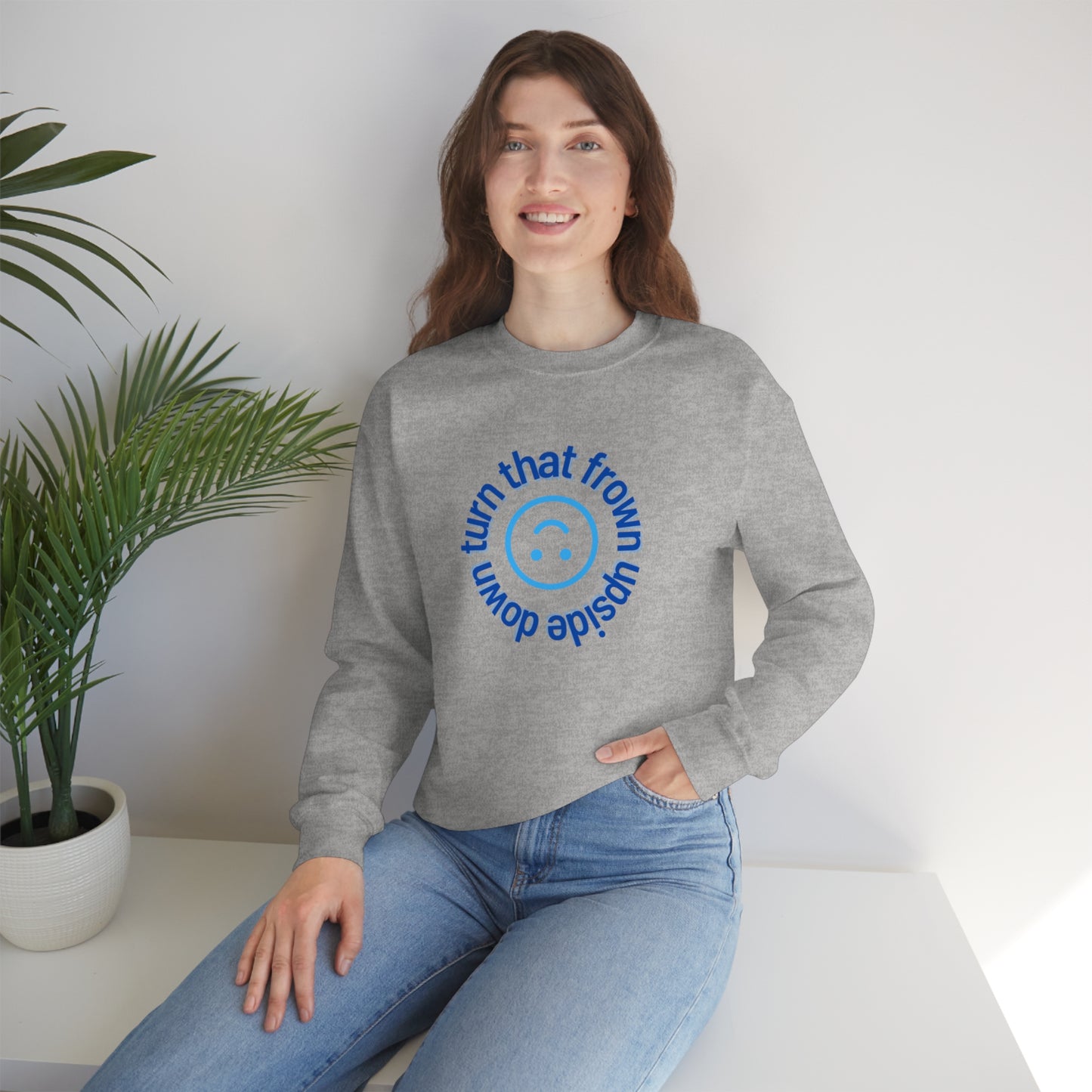 Turn That Frown Upside Down - Unisex Heavy Blend™ Crewneck Sweatshirt